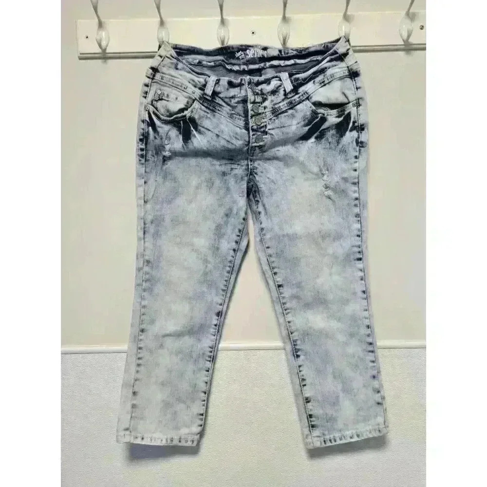 Women's Short Sexy‎ Series 31 Jeans Capris Blue White Size 11